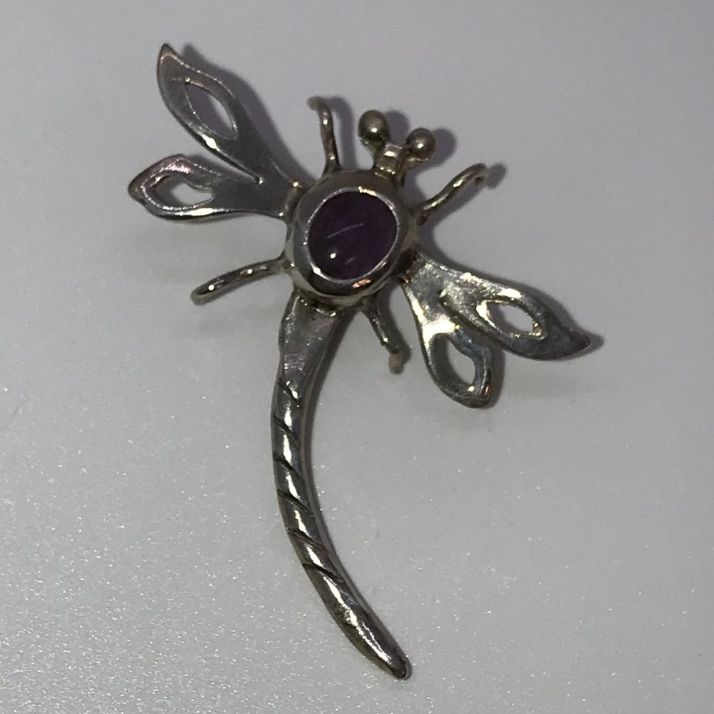 Sterling Dragonfly With Amethyst Pendant